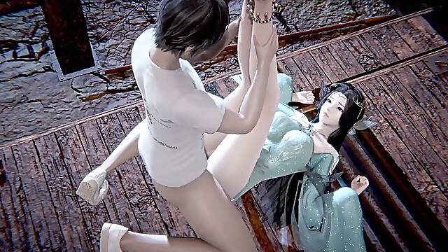 3D 4K Big boobs Asian wife with sexy dress got her wet pussy fucked so hard