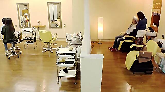 Busty Japanese hairdresser fucked hard by a horny customer