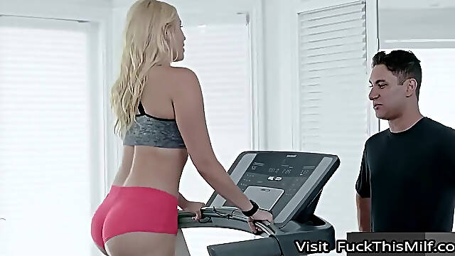 Big Ass Blonde Married Woman Seduces Her Hunk Personal Trainer During Workout - Hotel