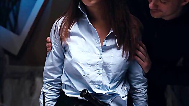 Layla Scarlett's seductive presence stops a security