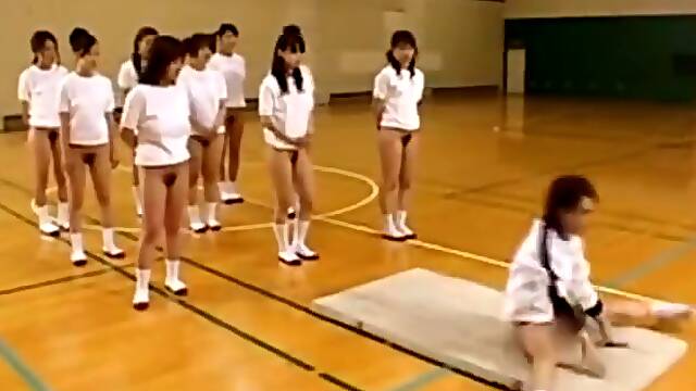 Japanese schoolgirls Hairy Pussies Hot Asses Stretch During Gym Class
