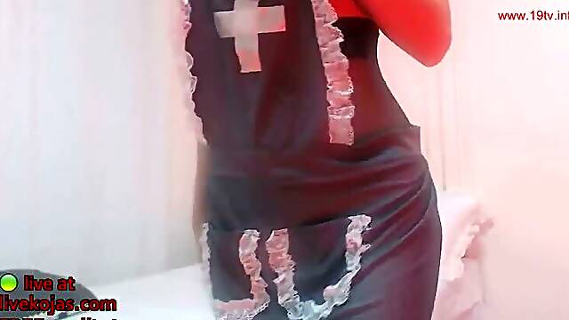 Korean busty camgirl in pantyhose hot masturbation