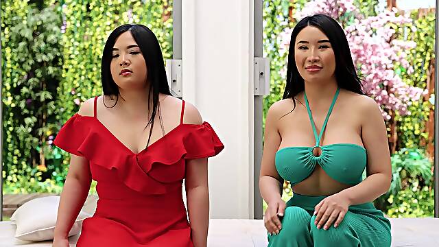 Bubble butt Asian girls Suki and Miki have a FFM threesome