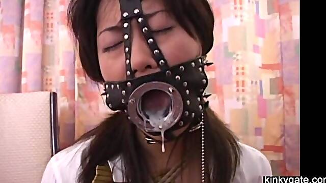 Tied Japanese slace Narum subm9tted to a bizarre fuck machine.