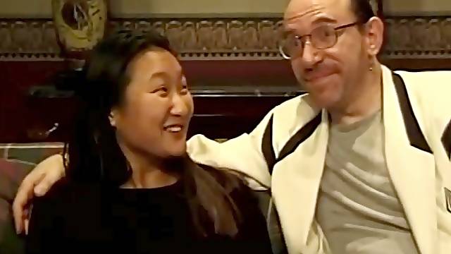 Old guy slides his stiff white dick in pussy of Asian Tina B.