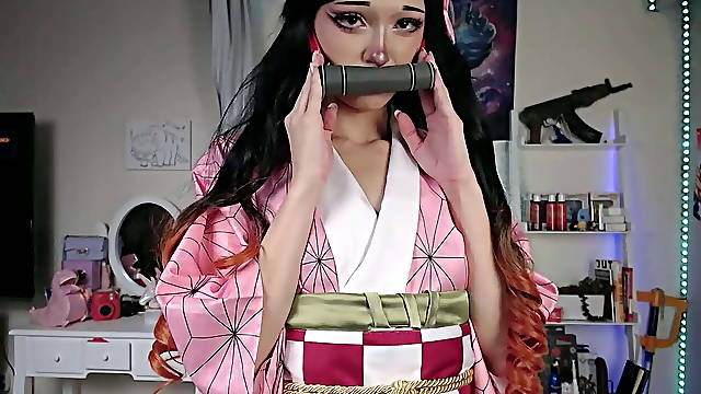 Nezuko the tentacle cum slut gets cream pie