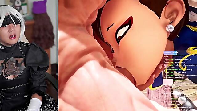 Horny sluts draining balls - ExotiqFox solo girl responds to anime porn featuring Nier, Chun Li, Street Fighter, Mime, and Dash