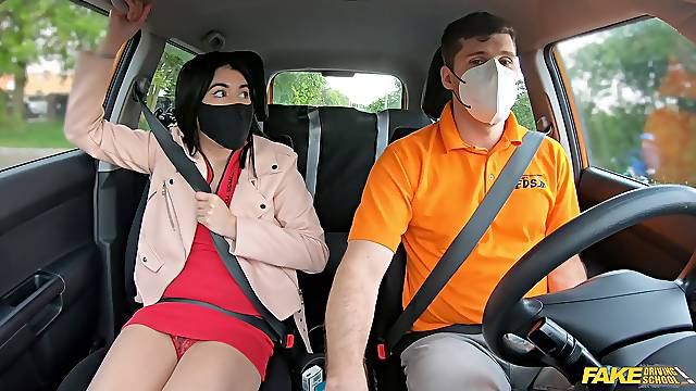 First driving lesson and all this Asian girl can think of is cock