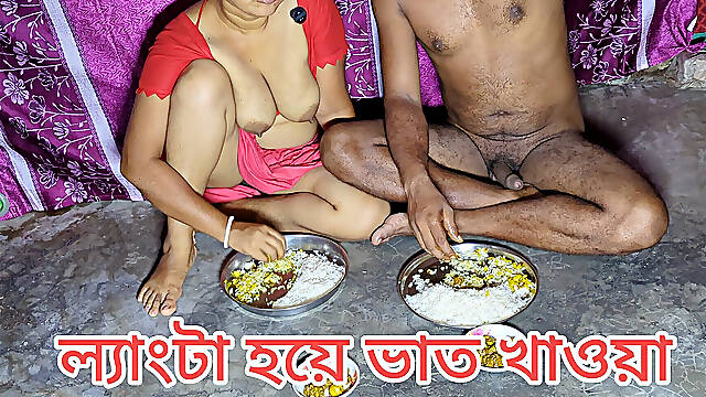 Indian Husband and Wife Eat Food