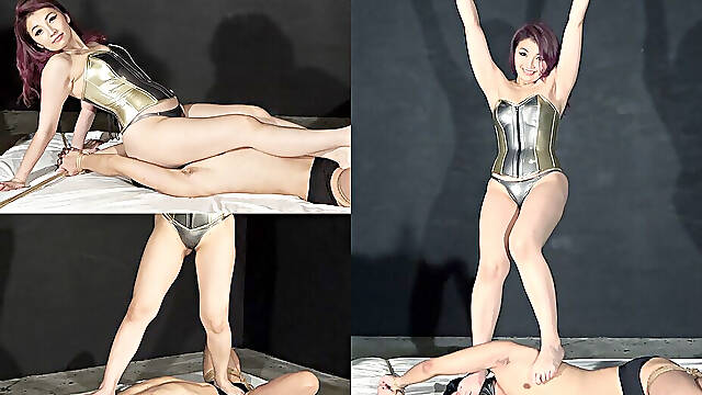 Ass Drop, Facesitting, Human Trampoline, Face and Dick Trample, Foot Slap, Masochist Turned Human Rug During Mistress Exercise